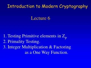 Introduction to Modern Cryptography Lecture 6