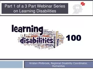 Part 1 of a 3 Part Webinar Series on Learning Disabilities