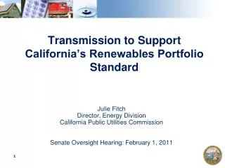 Transmission to Support California’s Renewables Portfolio Standard