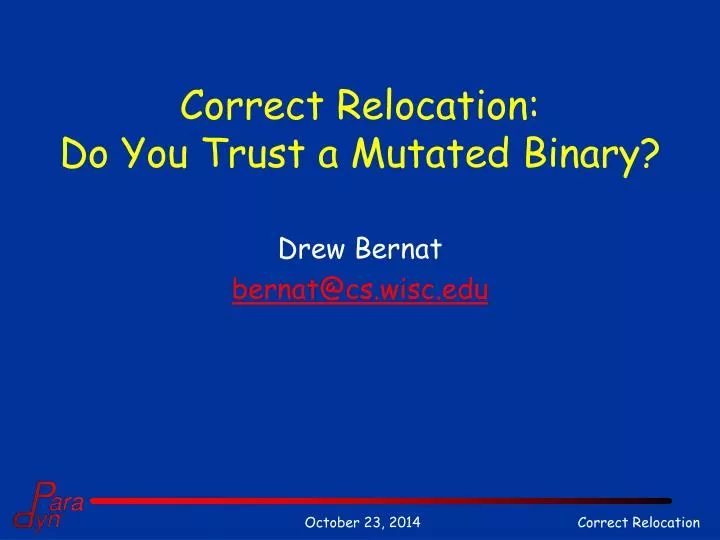 correct relocation do you trust a mutated binary
