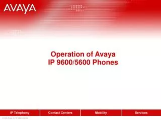 Operation of Avaya IP 9600/5600 Phones