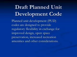 Draft Planned Unit Development Code
