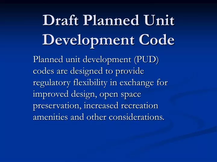 draft planned unit development code