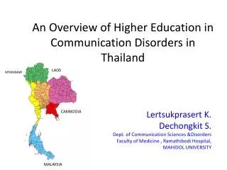 An Overview of Higher Education in Communication Disorders in Thailand