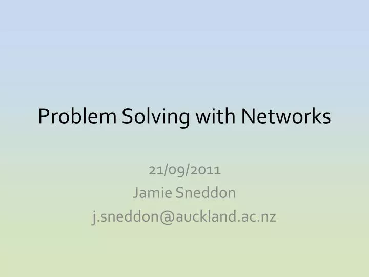 problem solving with networks