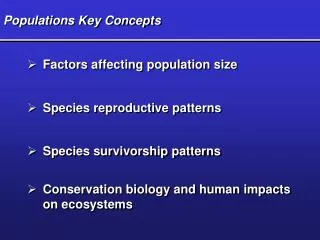 Populations Key Concepts