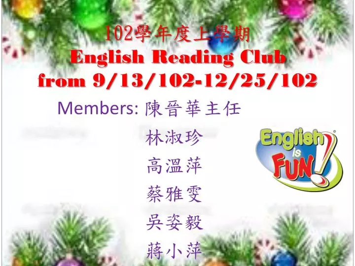 102 e nglish reading club from 9 13 102 12 25 102