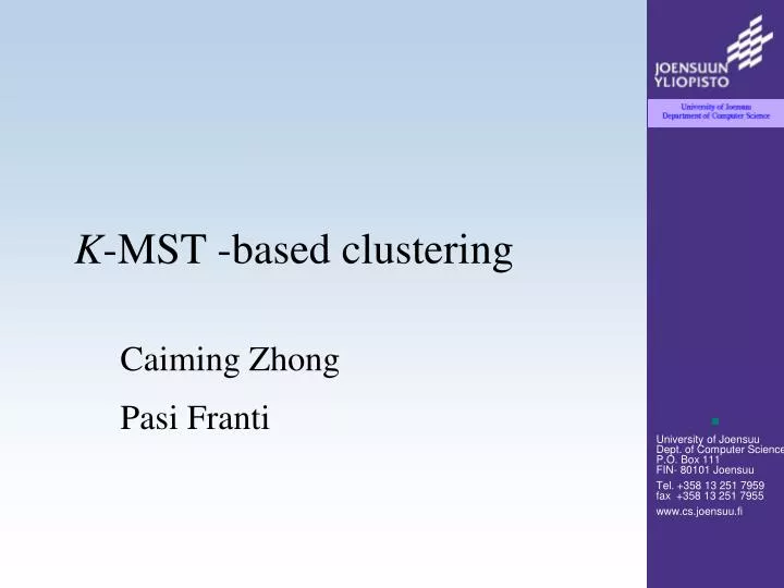k mst based clustering