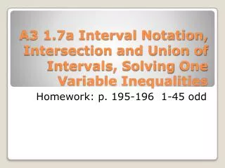 Homework: p. 195-196 1-45 odd