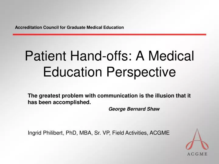 patient hand offs a medical education perspective