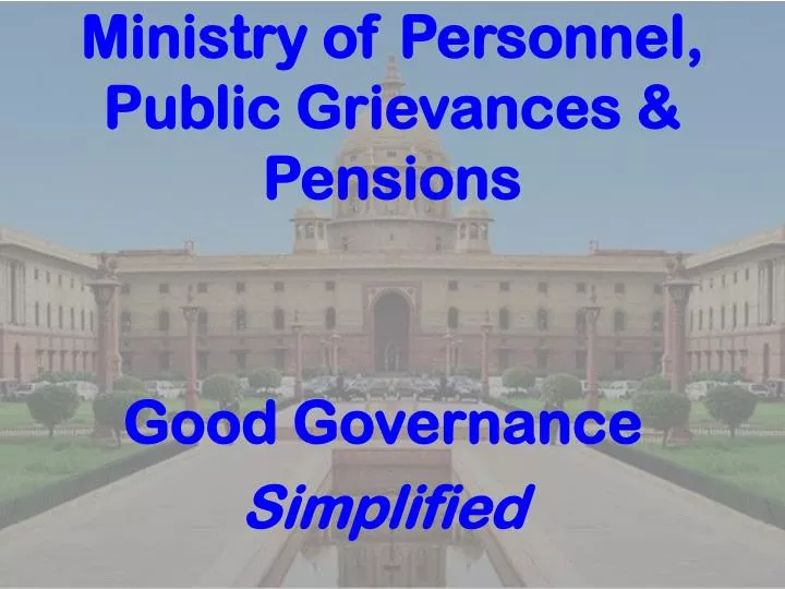 ministry of personnel public grievances pensions