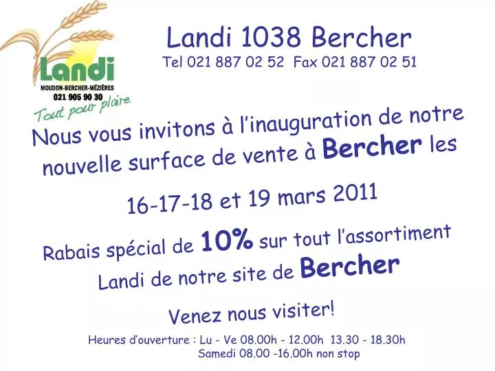 landi 1038 bercher tel 021 887 02 52 fax 021 887 02 51