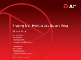 Shaping Risk: Product Liability and Recall