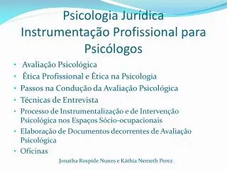 Psicologia Jur ídica Instrumentação Profissional para Psicólogos