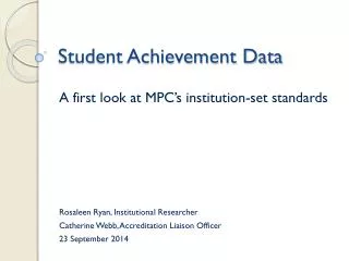 Student Achievement Data