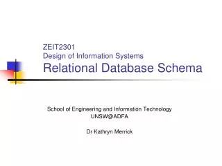 ZEIT2301 Design of Information Systems Relational Database Schema