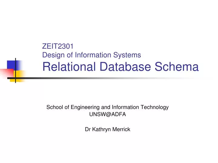 zeit2301 design of information systems relational database schema