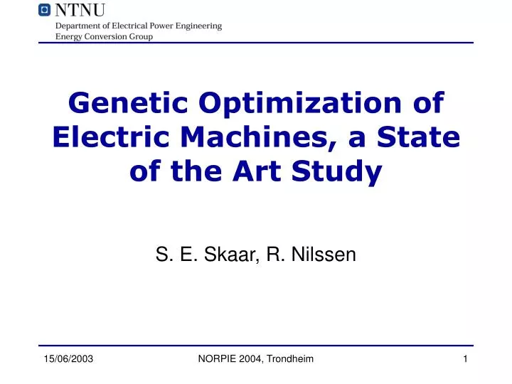 genetic optimization of electric machines a state of the art study