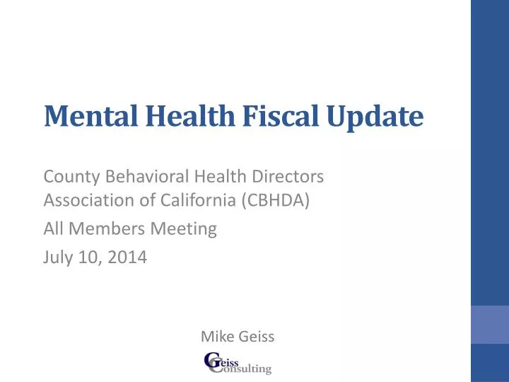 mental health fiscal update