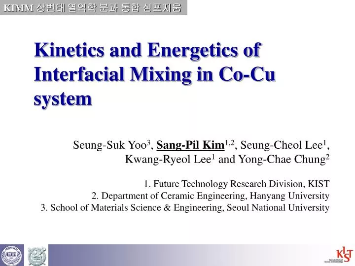 kinetics and energetics of interfacial mixing in co cu system