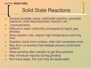 Solid State Reactions