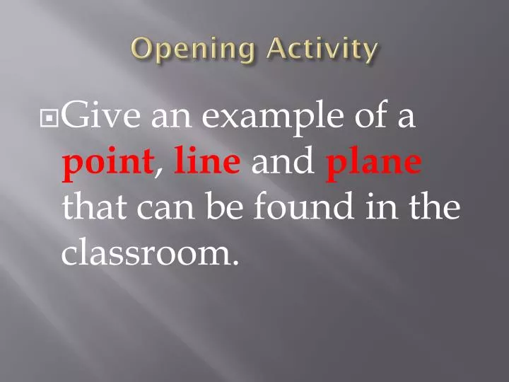 opening activity