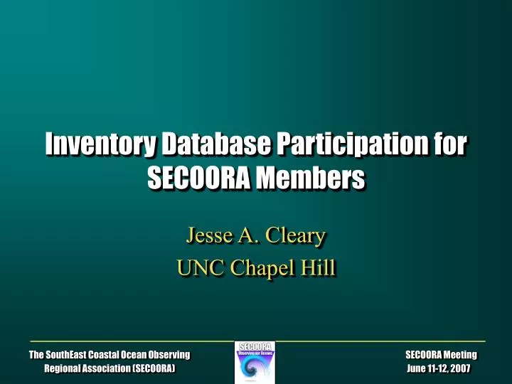 inventory database participation for secoora members