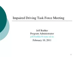 Impaired Driving Task Force Meeting