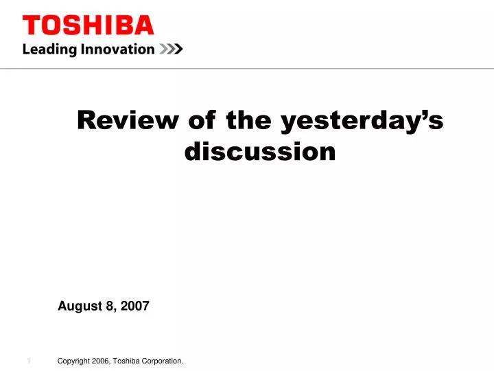 review of the yesterday s discussion