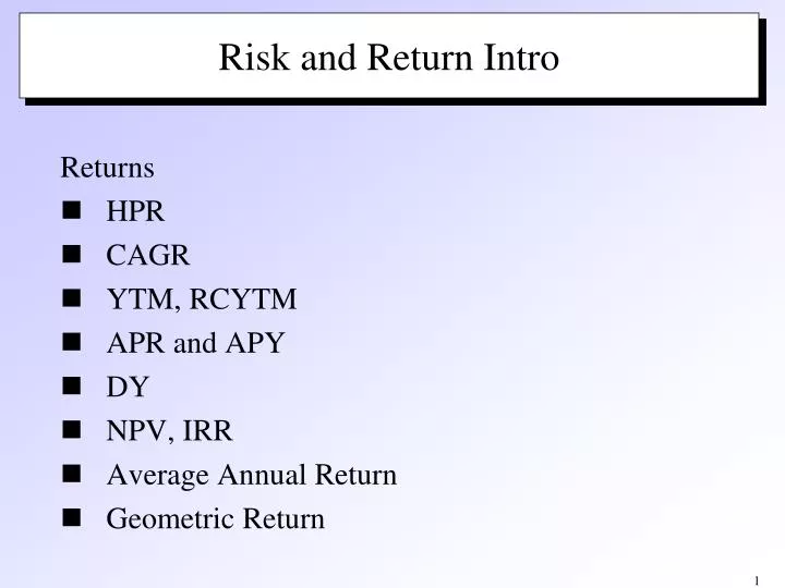 risk and return intro