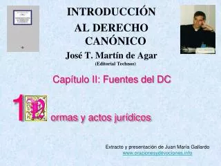 INTRODUCCIÓN AL DERECHO CANÓNICO José T. Martín de Agar (Editorial Technos)