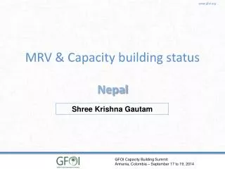 MRV &amp; Capacity building status