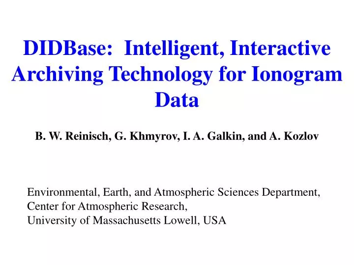 didbase intelligent interactive archiving technology for ionogram data