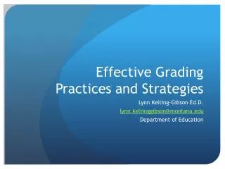 Effective Grading Practices and Strategies