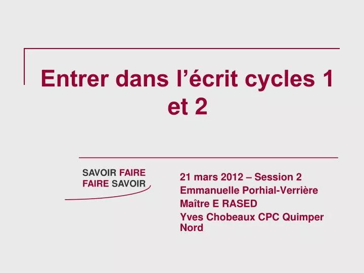 entrer dans l crit cycles 1 et 2