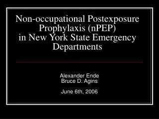 Non-occupational Postexposure Prophylaxis (nPEP) in New York State Emergency Departments