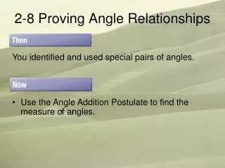 2-8 Proving Angle Relationships