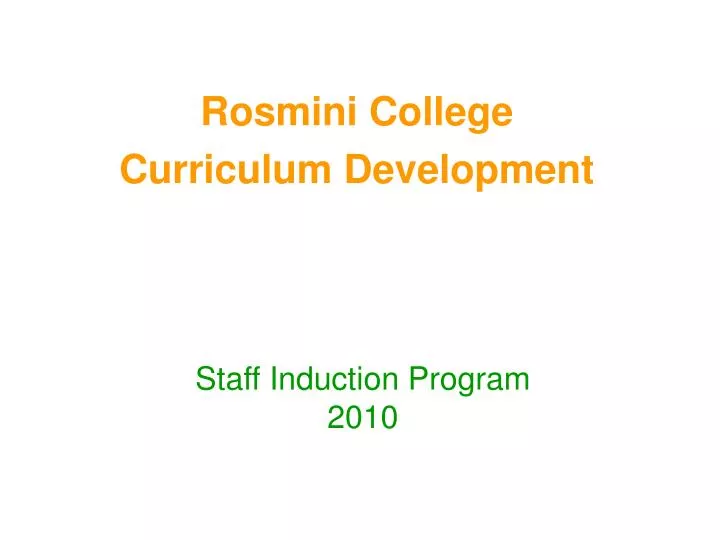 rosmini college curriculum development