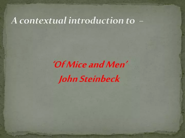 a contextual introduction to