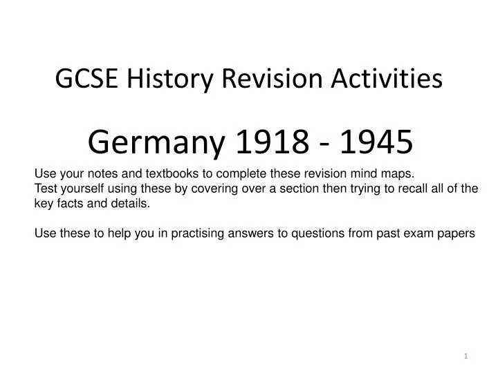 gcse history revision activities