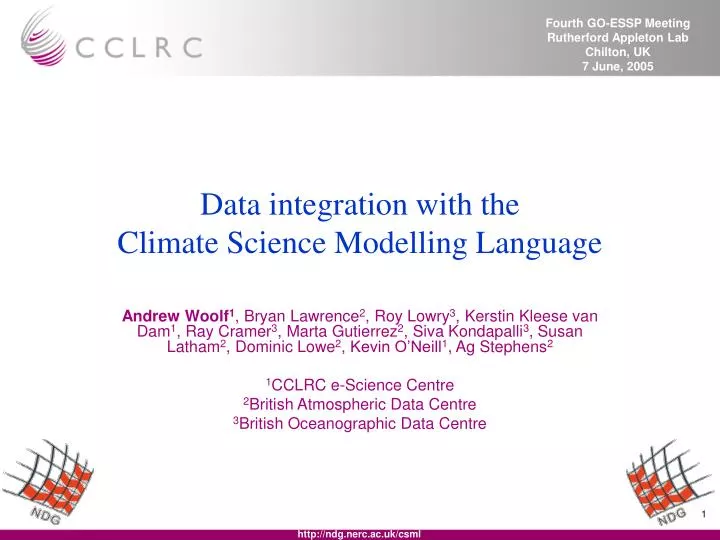 data integration with the climate science modelling language