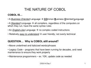 THE NATURE OF COBOL