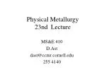 Physical Metallurgy - slide 1