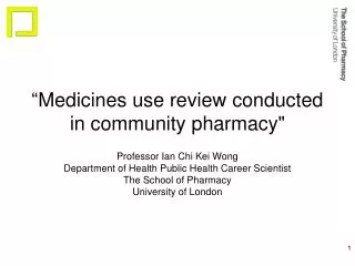 “Medicines use review conducted in community pharmacy&quot;