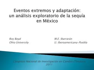Eventos extremos y adaptación : un análisis exploratorio de la sequía en México