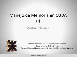 Manejo de Memoria en CUDA (I)