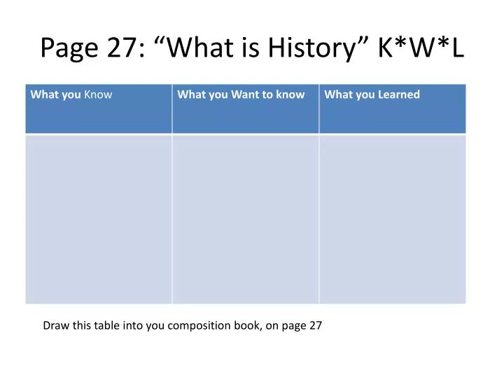 page 27 what is history k w l