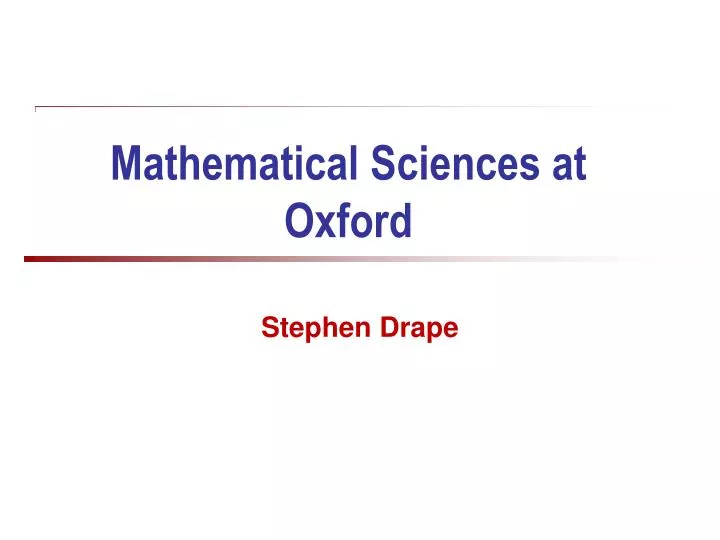 mathematical sciences at oxford