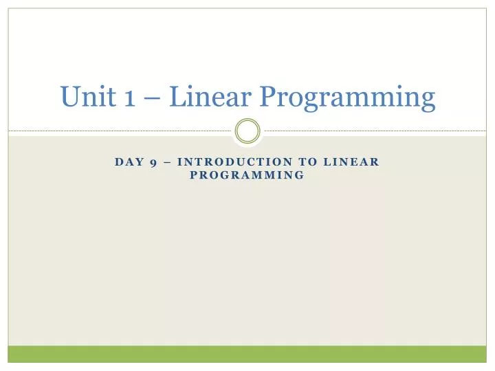unit 1 linear programming