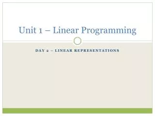 Unit 1 – Linear Programming